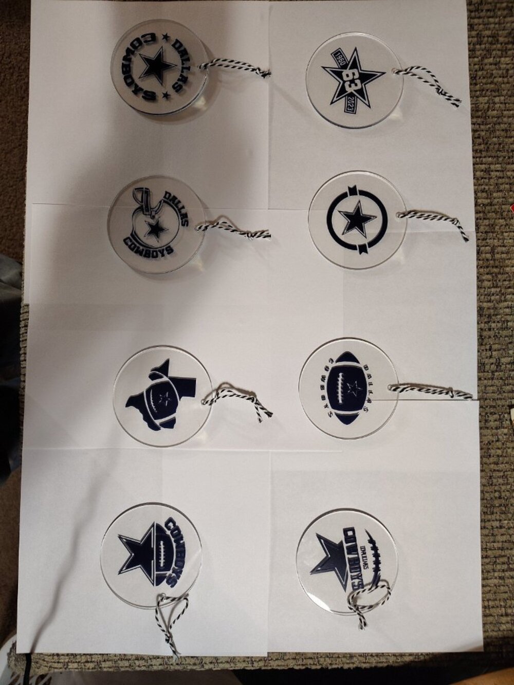 Handmade Vinyl Acrylic Cowboys6 Christmas Ornament 4.5" Eight Designs You Pick